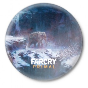 Значок с принтом FARCRY PRIMAL ,  металл | круглая форма, металлическая застежка в виде булавки | Тематика изображения на принте: 