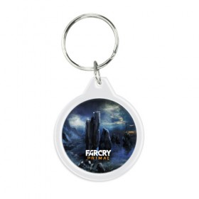 Брелок круглый с принтом FarCry primal , пластик и полированная сталь | круглая форма, металлическое крепление в виде кольца | 