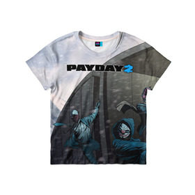 Детская футболка 3D с принтом Payday 2 , 100% гипоаллергенный полиэфир | прямой крой, круглый вырез горловины, длина до линии бедер, чуть спущенное плечо, ткань немного тянется | Тематика изображения на принте: 