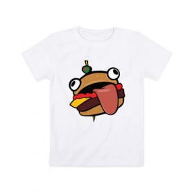 Детская футболка хлопок с принтом Durr burger , 100% хлопок | круглый вырез горловины, полуприлегающий силуэт, длина до линии бедер | battle | durrr | fastfood | fortnite | royale | бургер | еда | фастфуд