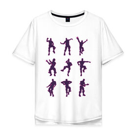 Мужская футболка хлопок Oversize с принтом Fortnite dance , 100% хлопок | свободный крой, круглый ворот, “спинка” длиннее передней части | Тематика изображения на принте: battle | dancer | royale | игрок | контур | силуэты | танец | танцор
