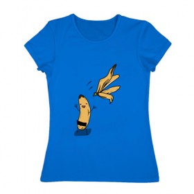 Женская футболка хлопок с принтом Банана , 100% хлопок | прямой крой, круглый вырез горловины, длина до линии бедер, слегка спущенное плечо | банан | еда | прикол | юмор