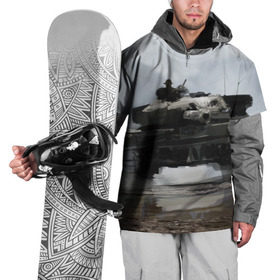 Накидка на куртку 3D с принтом Танк в патруле , 100% полиэстер |  | online | tank | wot | арт | война | игра | онлайн | оружие | отечество | патриот | россия | спецназ | ссср | танки | туман
