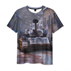 Мужская футболка 3D с принтом Танк в засаде , 100% полиэфир | прямой крой, круглый вырез горловины, длина до линии бедер | 9 мая | cs | winner | wot | армия | бронетехника | вов | день победы | зима | игра | контра | оружие | победитель | танки | танки онлайн | танкист | танковые войска
