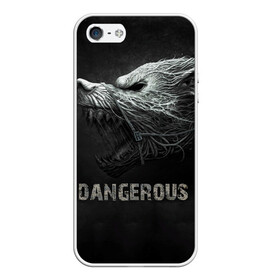 Чехол для iPhone 5/5S матовый с принтом Опасный волк , Силикон | Область печати: задняя сторона чехла, без боковых панелей | арт | волк | животные | зубы | опасный | оскал | рычит | собака | хищник | чудовище