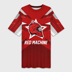 Платье-футболка 3D с принтом Red machine ,  |  | hockey | national | red machine | russia | team | красная машина | россия | сборная | хоккей | хоккейная