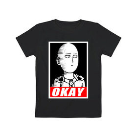 Детская футболка хлопок с принтом Okay , 100% хлопок | круглый вырез горловины, полуприлегающий силуэт, длина до линии бедер | anime | okay | one punch man | аниме