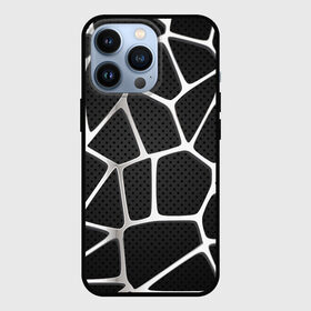 Чехол для iPhone 13 Pro с принтом Серебряная паутина ,  |  | абстракция | алюминий | геометрия | карбон | нить | паутина | серебро | сеть | сталь