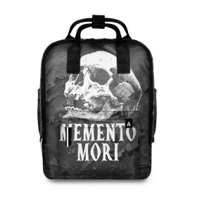 Женский рюкзак 3D с принтом Memento mori , 100% полиэстер | лямки с регулируемой длиной, сверху ручки, чтобы рюкзак нести как сумку. Основное отделение закрывается на молнию, как и внешний карман. Внутри два дополнительных кармана, один из которых закрывается на молнию. По бокам два дополнительных кармашка, куда поместится маленькая бутылочка
 | black | death | life | memento mori | skeleton | skull | жизнь | скелет | череп | черный