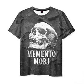 Мужская футболка 3D с принтом Memento mori , 100% полиэфир | прямой крой, круглый вырез горловины, длина до линии бедер | black | death | life | memento mori | skeleton | skull | жизнь | скелет | череп | черный