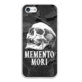 Чехол для iPhone 5/5S матовый с принтом Memento mori , Силикон | Область печати: задняя сторона чехла, без боковых панелей | black | death | life | memento mori | skeleton | skull | жизнь | скелет | череп | черный