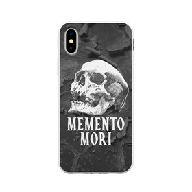 Чехол для iPhone X матовый с принтом Memento mori , Силикон | Печать на задней стороне чехла, без боковой панели | black | death | life | memento mori | skeleton | skull | жизнь | скелет | череп | черный