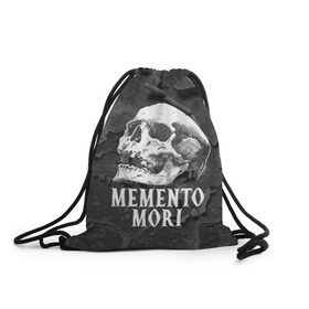 Рюкзак-мешок 3D с принтом Memento mori , 100% полиэстер | плотность ткани — 200 г/м2, размер — 35 х 45 см; лямки — толстые шнурки, застежка на шнуровке, без карманов и подкладки | black | death | life | memento mori | skeleton | skull | жизнь | скелет | череп | черный