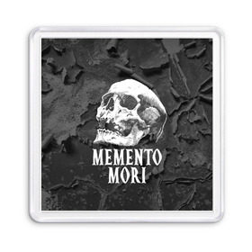 Магнит 55*55 с принтом Memento mori , Пластик | Размер: 65*65 мм; Размер печати: 55*55 мм | black | death | life | memento mori | skeleton | skull | жизнь | скелет | череп | черный