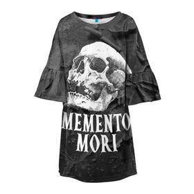 Детское платье 3D с принтом Memento mori , 100% полиэстер | прямой силуэт, чуть расширенный к низу. Круглая горловина, на рукавах — воланы | black | death | life | memento mori | skeleton | skull | жизнь | скелет | череп | черный