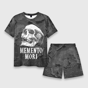 Мужской костюм с шортами 3D с принтом Memento mori ,  |  | black | death | life | memento mori | skeleton | skull | жизнь | скелет | череп | черный