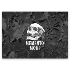 Поздравительная открытка с принтом Memento mori , 100% бумага | плотность бумаги 280 г/м2, матовая, на обратной стороне линовка и место для марки
 | black | death | life | memento mori | skeleton | skull | жизнь | скелет | череп | черный