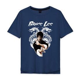 Мужская футболка хлопок Oversize с принтом Bruce lee , 100% хлопок | свободный крой, круглый ворот, “спинка” длиннее передней части | bruce lee | jeet kune do | брюс ли | каратэ