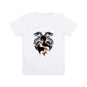 Детская футболка хлопок с принтом Bruce Lee , 100% хлопок | круглый вырез горловины, полуприлегающий силуэт, длина до линии бедер | 