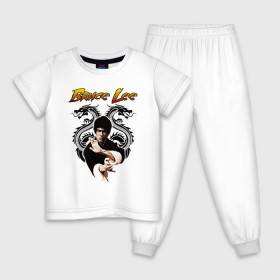 Детская пижама хлопок с принтом Bruce lee , 100% хлопок |  брюки и футболка прямого кроя, без карманов, на брюках мягкая резинка на поясе и по низу штанин
 | bruce lee | jeet kune do | karate | брюс ли | каратэ