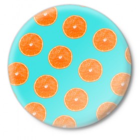 Значок с принтом Апельсины ,  металл | круглая форма, металлическая застежка в виде булавки | Тематика изображения на принте: апельсин | апельсины | грейпфрукт | грейпфрут | разрез | сочный | фрукт