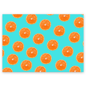 Поздравительная открытка с принтом Апельсины , 100% бумага | плотность бумаги 280 г/м2, матовая, на обратной стороне линовка и место для марки
 | апельсин | апельсины | грейпфрукт | грейпфрут | разрез | сочный | фрукт