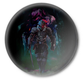 Значок с принтом Убийца гоблинов - Рыцарь ,  металл | круглая форма, металлическая застежка в виде булавки | goblin slayer | knight | рыцарь