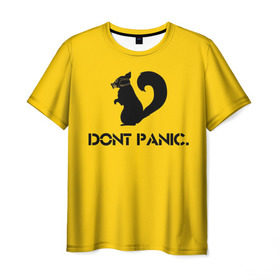 Мужская футболка 3D с принтом Dont Panic. , 100% полиэфир | прямой крой, круглый вырез горловины, длина до линии бедер | dont panic | белка | енот | скунс