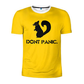 Мужская футболка 3D спортивная с принтом Dont Panic. , 100% полиэстер с улучшенными характеристиками | приталенный силуэт, круглая горловина, широкие плечи, сужается к линии бедра | dont panic | белка | енот | скунс