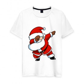 Мужская футболка хлопок с принтом Dabbing Santa , 100% хлопок | прямой крой, круглый вырез горловины, длина до линии бедер, слегка спущенное плечо. | Тематика изображения на принте: 