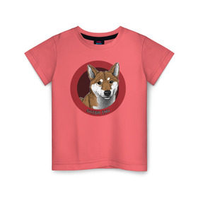 Детская футболка хлопок с принтом Сиба-ину , 100% хлопок | круглый вырез горловины, полуприлегающий силуэт, длина до линии бедер | shiba inu | сиба ину | собака | собаки | шиба ину
