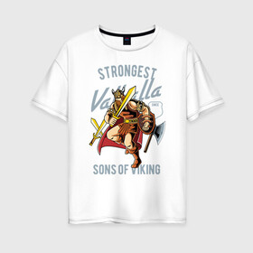 Женская футболка хлопок Oversize с принтом Викинг , 100% хлопок | свободный крой, круглый ворот, спущенный рукав, длина до линии бедер
 | valhalla | vikings | вальгалла | викинг | викинги
