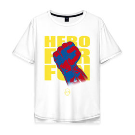 Мужская футболка хлопок Oversize с принтом Hero For Fun , 100% хлопок | свободный крой, круглый ворот, “спинка” длиннее передней части | ok hero | one | punchm anime | saitama | аниме | ванпанч