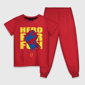 Детская пижама хлопок с принтом Hero For Fun , 100% хлопок |  брюки и футболка прямого кроя, без карманов, на брюках мягкая резинка на поясе и по низу штанин
 | Тематика изображения на принте: ok hero | one | punchm anime | saitama | аниме | ванпанч
