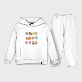 Детский костюм хлопок Oversize с принтом Мопсы ,  |  | Тематика изображения на принте: cockie | fastfood | junkfood | pug | еда | мороженое | печенье | печеньки | пироженое | собака | фастфуд