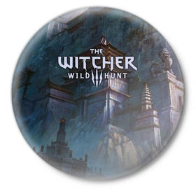 Значок с принтом The Witcher 3: Wild Hunt ,  металл | круглая форма, металлическая застежка в виде булавки | 