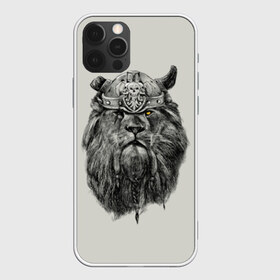 Чехол для iPhone 12 Pro Max с принтом Лев Викинг , Силикон |  | Тематика изображения на принте: воин | война | зверь | тату | царь | череп | шлем