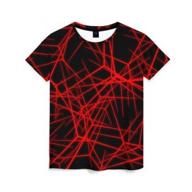 Женская футболка 3D с принтом Abstract Lines , 100% полиэфир ( синтетическое хлопкоподобное полотно) | прямой крой, круглый вырез горловины, длина до линии бедер | abstract | line | абстрактные | абстракция | линии | неон | узор