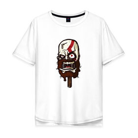 Мужская футболка хлопок Oversize с принтом God Of Ice Cream , 100% хлопок | свободный крой, круглый ворот, “спинка” длиннее передней части | game | god of war | кратос | мороженое