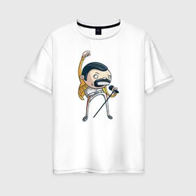 Женская футболка хлопок Oversize с принтом Freddie Mercury , 100% хлопок | свободный крой, круглый ворот, спущенный рукав, длина до линии бедер
 | queen | фредди меркьюри