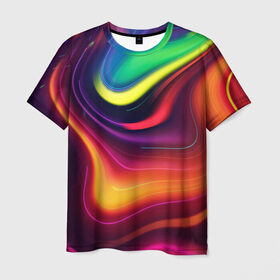 Мужская футболка 3D с принтом Крутые цвета , 100% полиэфир | прямой крой, круглый вырез горловины, длина до линии бедер | градиент | крутые цвета | переход цветов | текстура