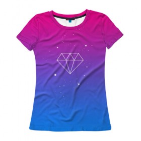 Женская футболка 3D с принтом Diamond , 100% полиэфир ( синтетическое хлопкоподобное полотно) | прямой крой, круглый вырез горловины, длина до линии бедер | кислотные костюмы | кислотные цвета | неон | флуоресцентные принты