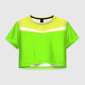 Женская футболка Cropp-top с принтом Угол зеленый , 100% полиэстер | круглая горловина, длина футболки до линии талии, рукава с отворотами | кислотные костюмы | кислотные цвета | неон | флуоресцентные принты
