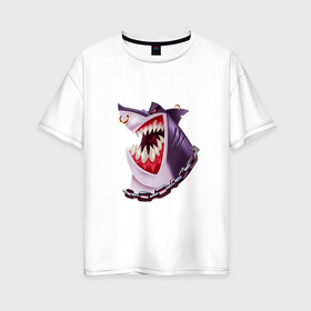Женская футболка хлопок Oversize с принтом Акула , 100% хлопок | свободный крой, круглый ворот, спущенный рукав, длина до линии бедер
 | shark | акула | головарыбы | клыки | пирсинг | рыба | хищник | цепь