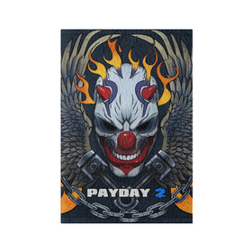 Обложка для паспорта матовая кожа с принтом Payday 2 , натуральная матовая кожа | размер 19,3 х 13,7 см; прозрачные пластиковые крепления | Тематика изображения на принте: chains day | game | gun | mask | payday | payday 2 | payday2 | грабители | зло | игра | клоун | маска | ограбление | оружие | пистолет