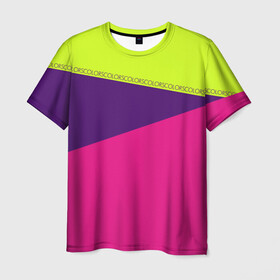 Мужская футболка 3D с принтом Треугольники с розовым , 100% полиэфир | прямой крой, круглый вырез горловины, длина до линии бедер | кислотные костюмы | кислотные цвета | неон | флуоресцентные принты