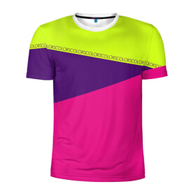 Мужская футболка 3D спортивная с принтом Треугольники с розовым , 100% полиэстер с улучшенными характеристиками | приталенный силуэт, круглая горловина, широкие плечи, сужается к линии бедра | кислотные костюмы | кислотные цвета | неон | флуоресцентные принты
