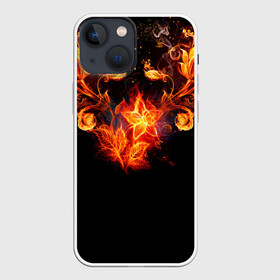 Чехол для iPhone 13 mini с принтом Огненные цветы в темноте ,  |  | abstraction | fire | flower | sparks | абстракция | броня | в огне | геометрия | золотой | искры | модная | ночь | огонь | пламя | прикольная | стильная | тату | темнота | цветок | цветы | черная