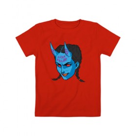 Детская футболка хлопок с принтом Demon Girl , 100% хлопок | круглый вырез горловины, полуприлегающий силуэт, длина до линии бедер | 