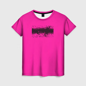 Женская футболка 3D с принтом Гранж розовый , 100% полиэфир ( синтетическое хлопкоподобное полотно) | прямой крой, круглый вырез горловины, длина до линии бедер | кислотные костюмы | кислотные цвета | неон | флуоресцентные принты